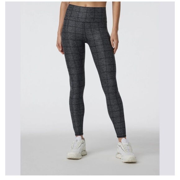 Vuori Dreamknit Clean Elevation Leggings VW444 Sz L Windowpane Heather Black - Picture 1 of 7